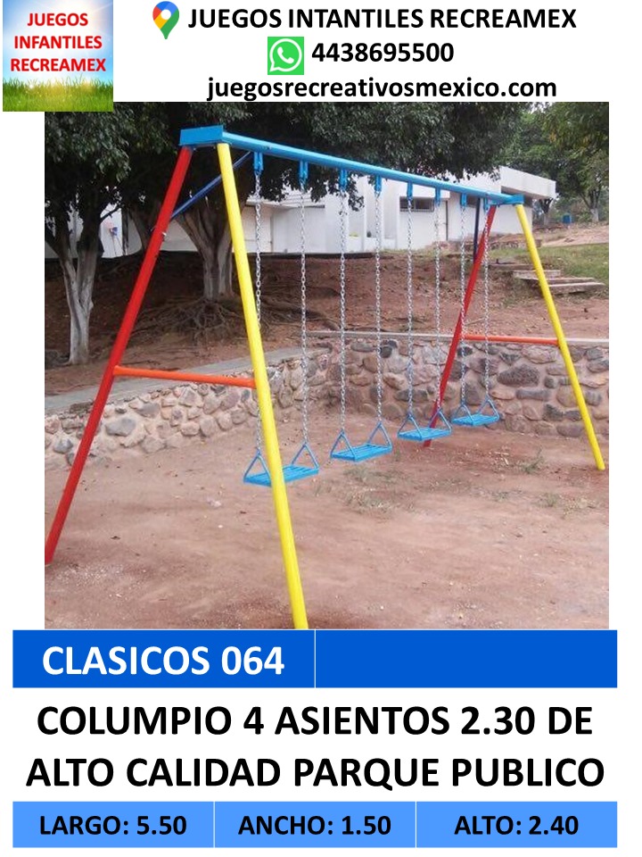 columpio 4 asientos calidad parque publico con 2.30m de alto